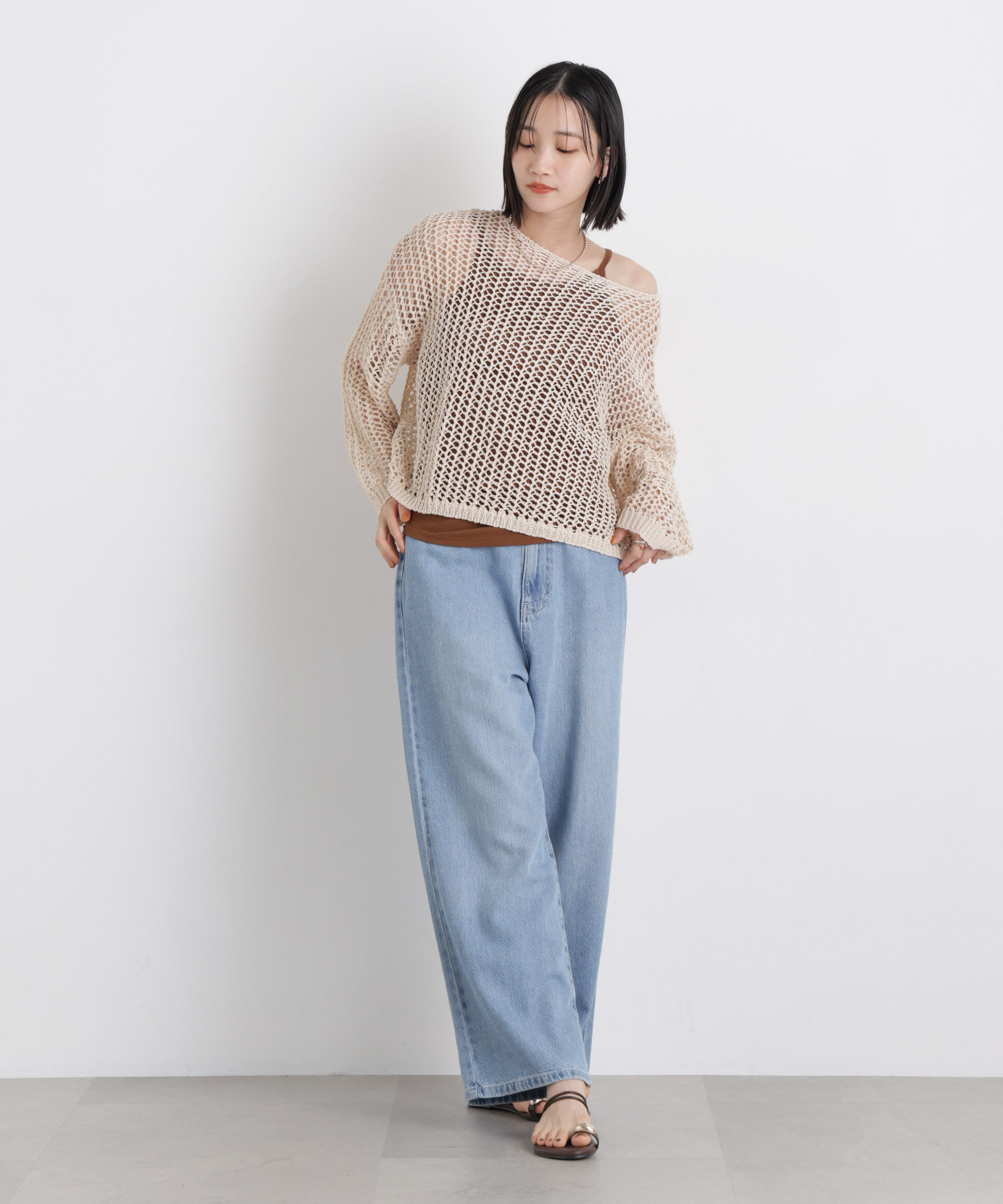 nano･universe「ワイドシルエットメッシュニットプルオーバー」|ニット・セーター|