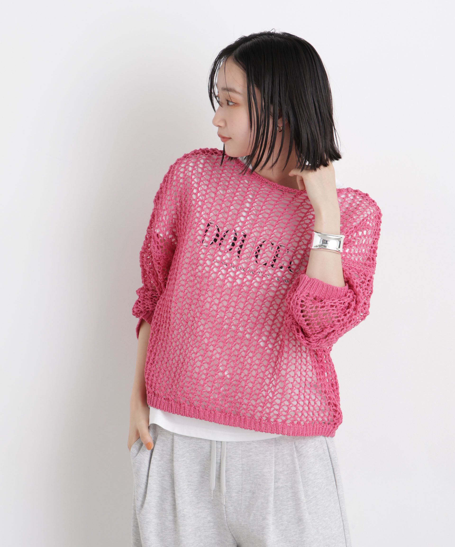 nano･universe「ワイドシルエットメッシュニットプルオーバー」|ニット・セーター|