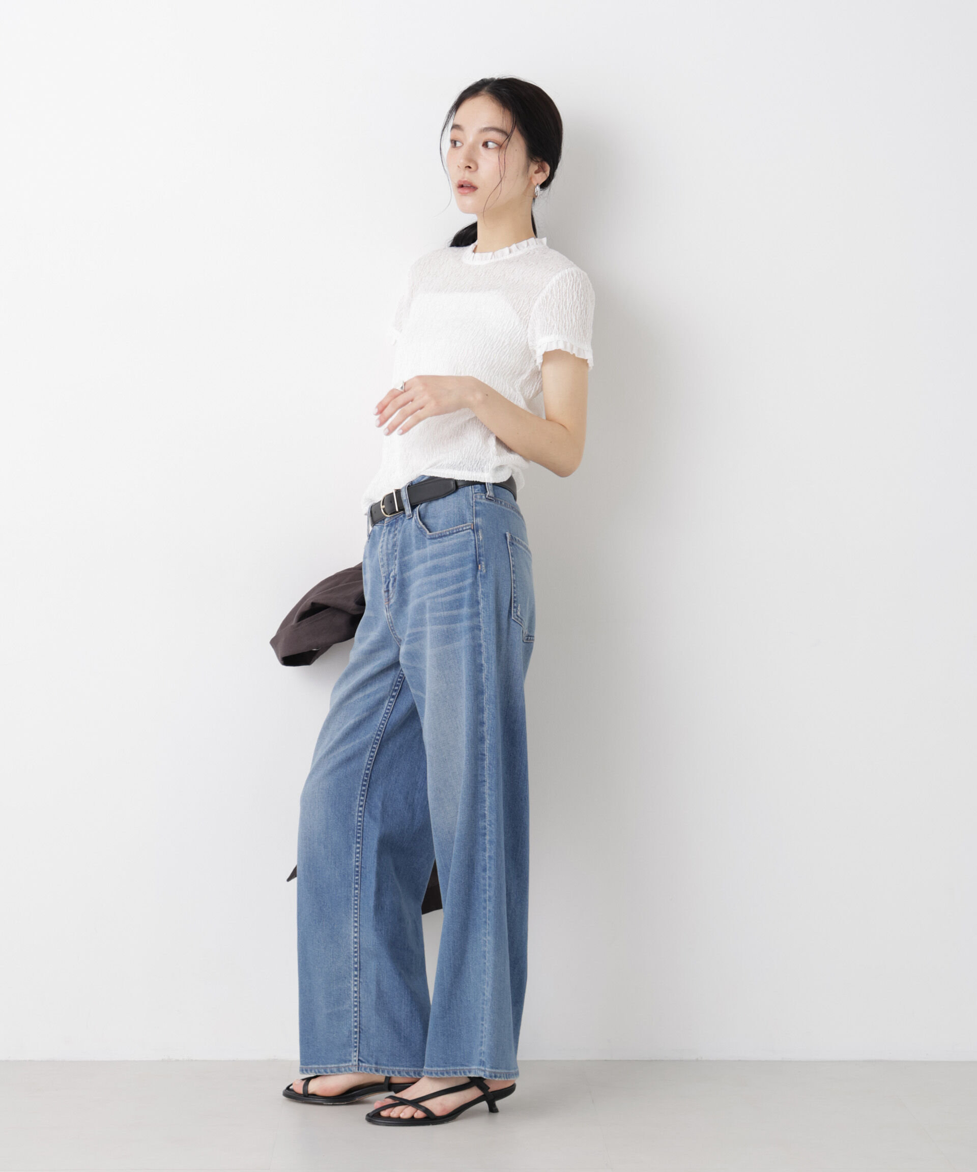 nano･universe「ランダムリンクルフリルトップス」|Tシャツ・カットソー|