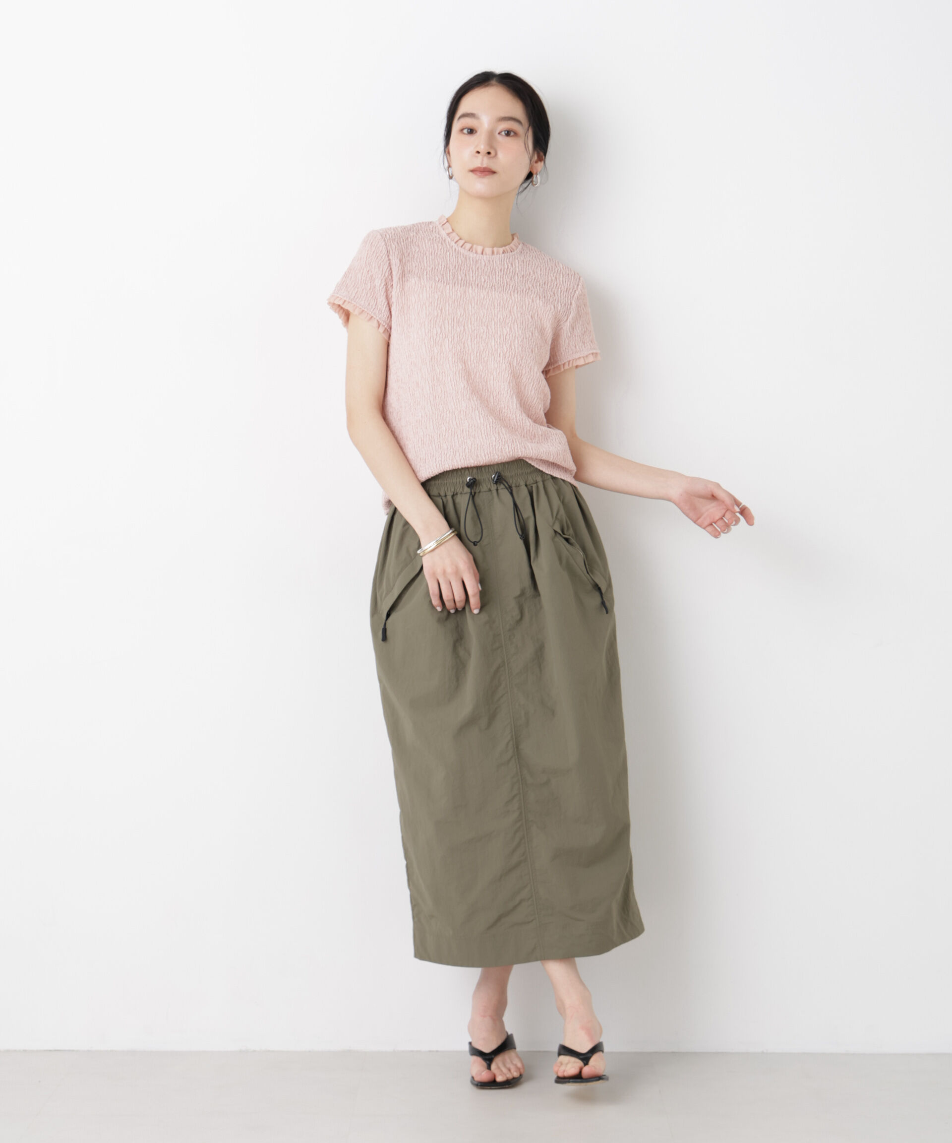 nano･universe「ランダムリンクルフリルトップス」|Tシャツ・カットソー|