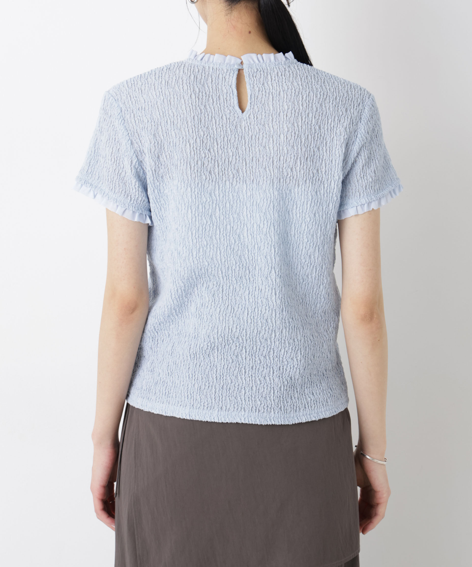 nano･universe「ランダムリンクルフリルトップス」|Tシャツ・カットソー|