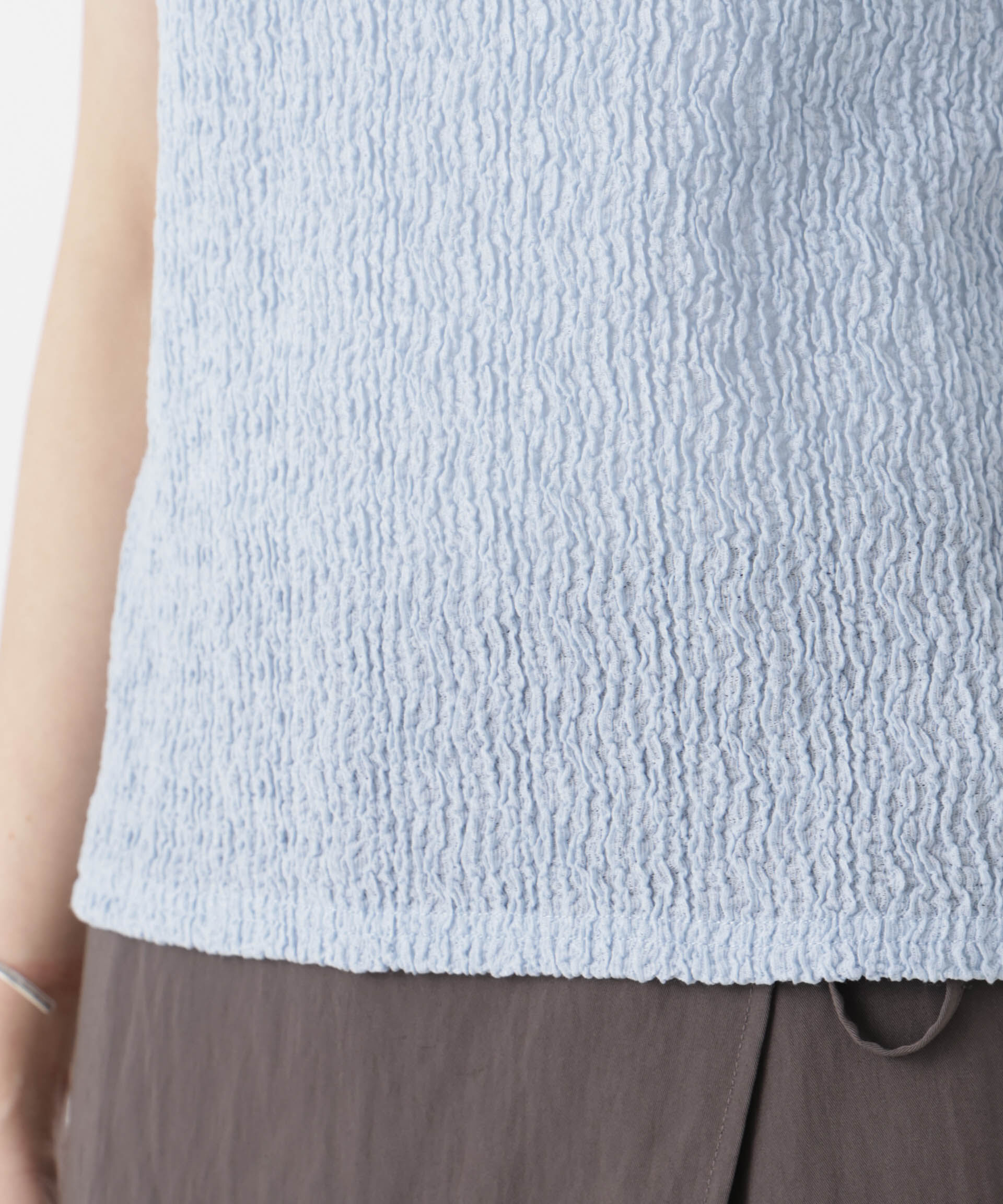 nano･universe「ランダムリンクルフリルトップス」|Tシャツ・カットソー|