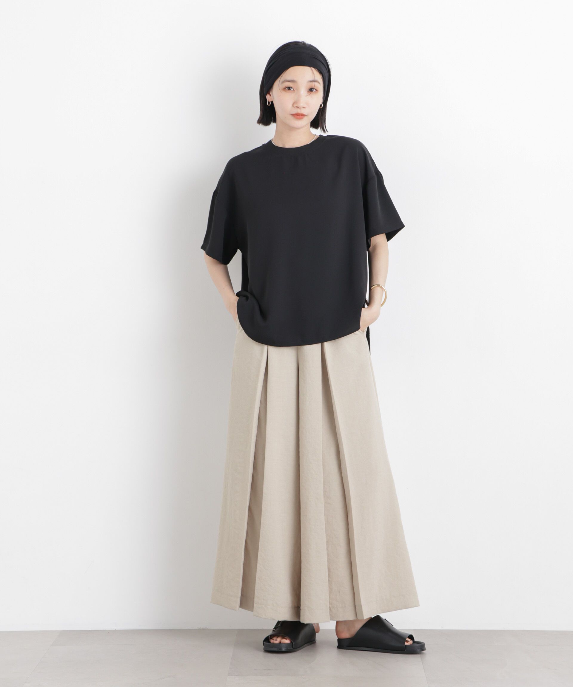 nano･universe「カットジョーゼットラウンドヘムTブラウス」|Tシャツ・カットソー|