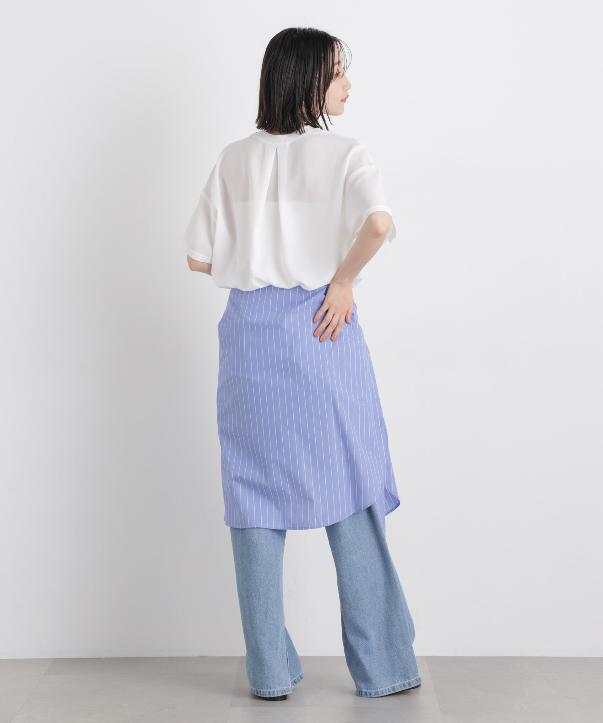 nano･universe「カットジョーゼットラウンドヘムTブラウス」|Tシャツ・カットソー|