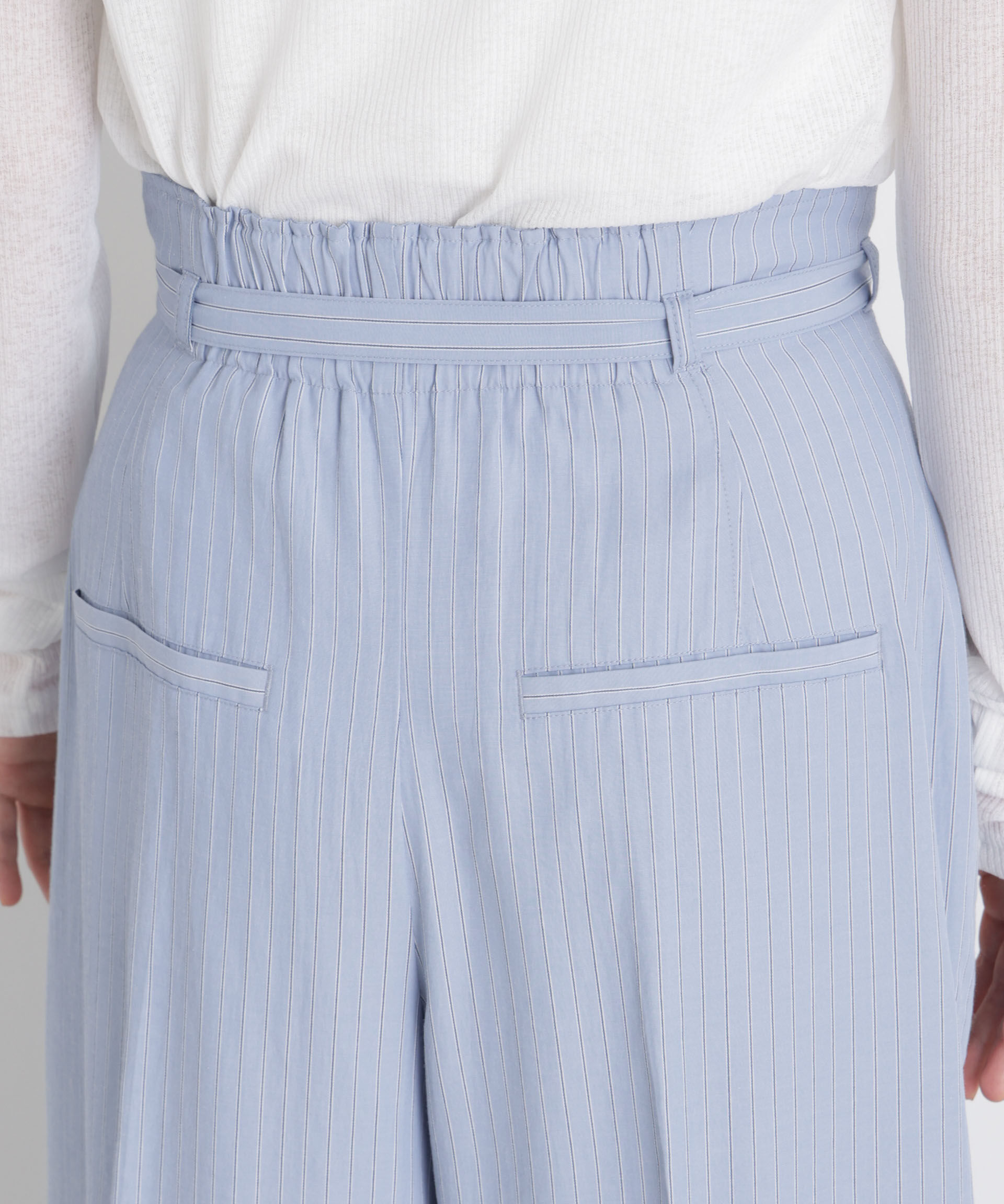 nano･universe「ドビーストライプベルト付タックワイドパンツ(セットアップ可)」|チノ|