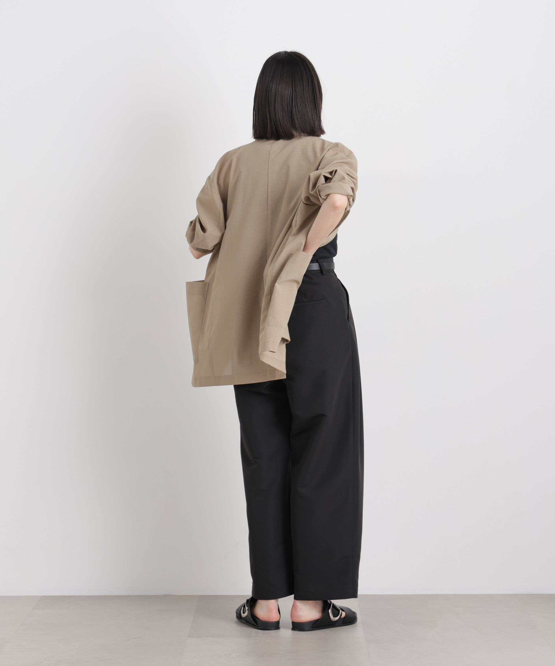 nano･universe「平織りツータックワイドパンツ」|チノ|