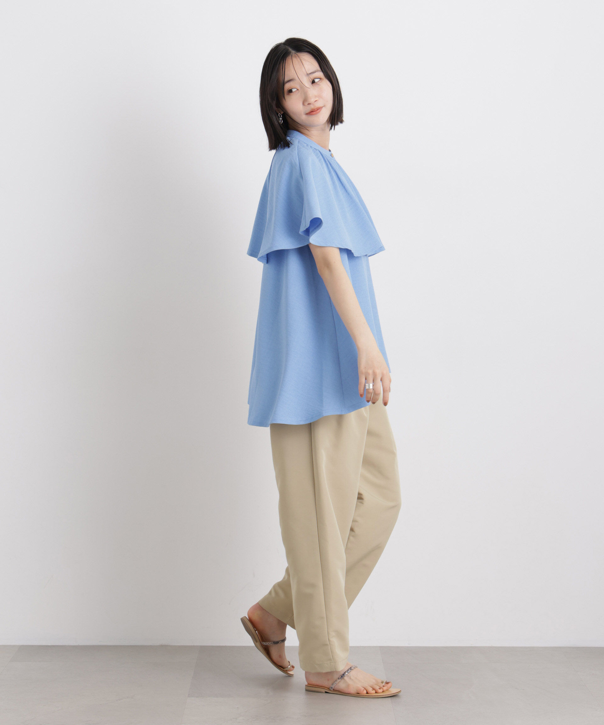 nano･universe「平織りツータックワイドパンツ」|チノ|