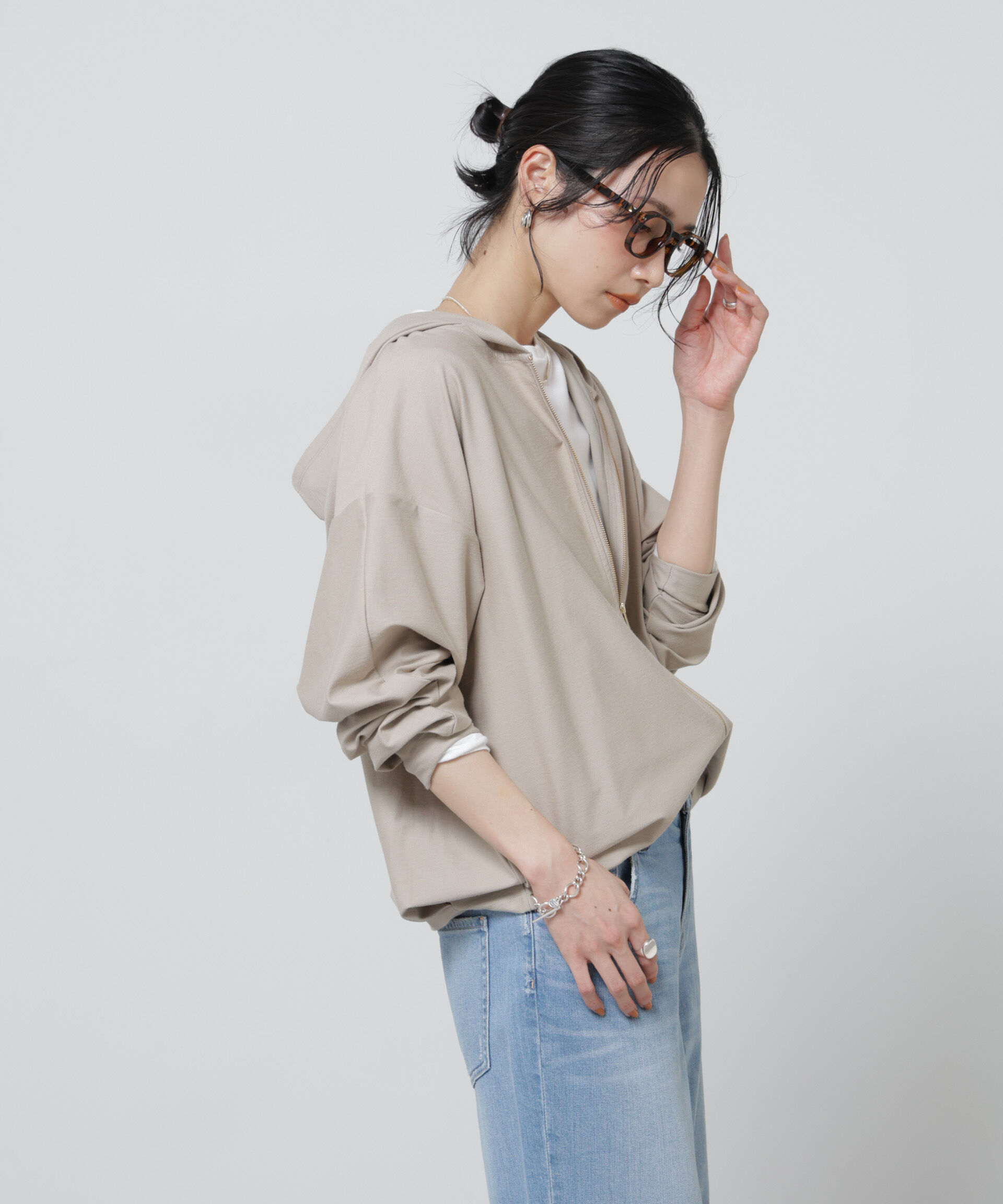 nano･universe「「Meaningful Continuity」coveross(R)ツイル調冷感プレーティング天竺パーカー」|Tシャツ・カットソー|