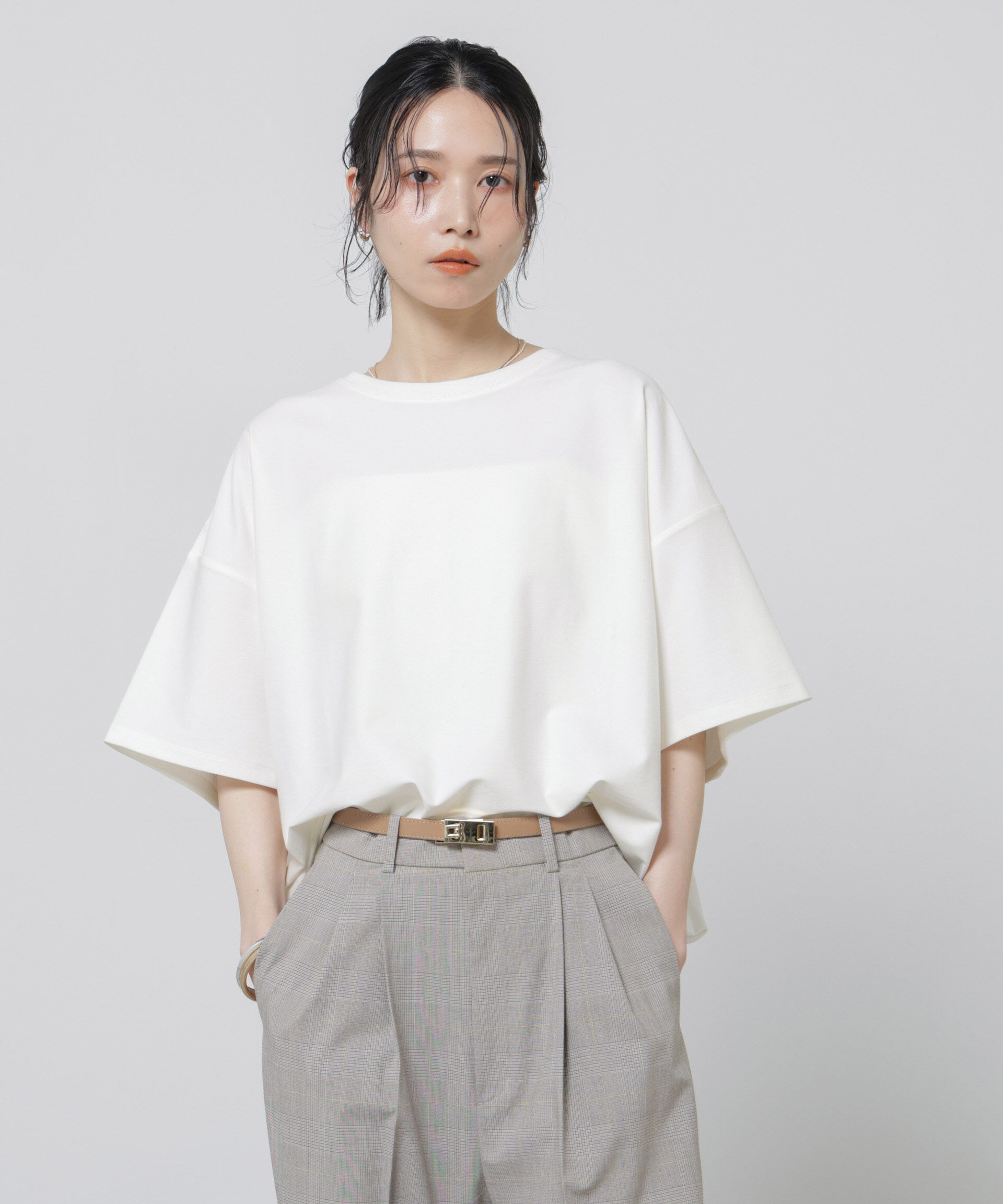 nano･universe「「Meaningful Continuity」coveross(R)ツイル調冷感プレーティング天竺Tシャツ」|Tシャツ・カットソー|