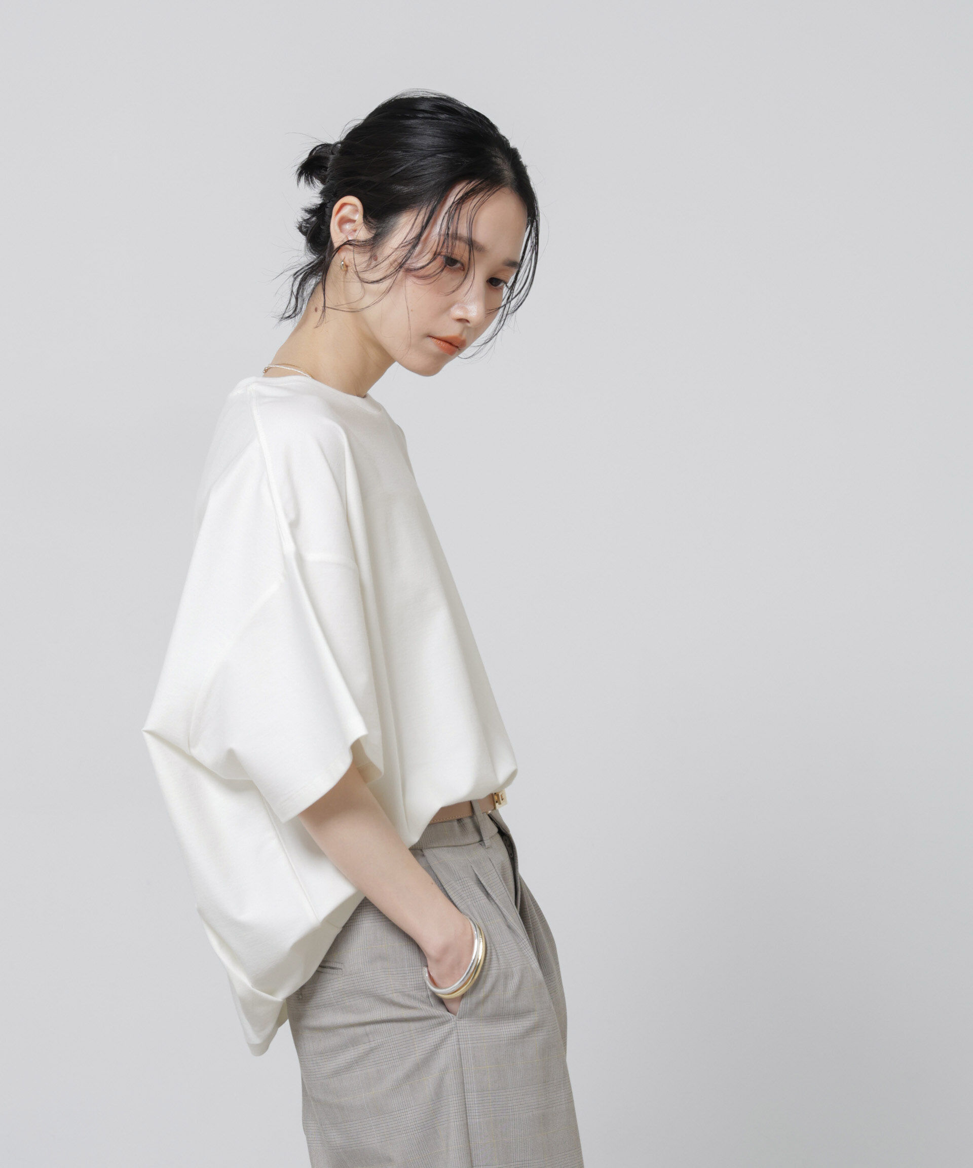 nano･universe「「Meaningful Continuity」coveross(R)ツイル調冷感プレーティング天竺Tシャツ」|Tシャツ・カットソー|