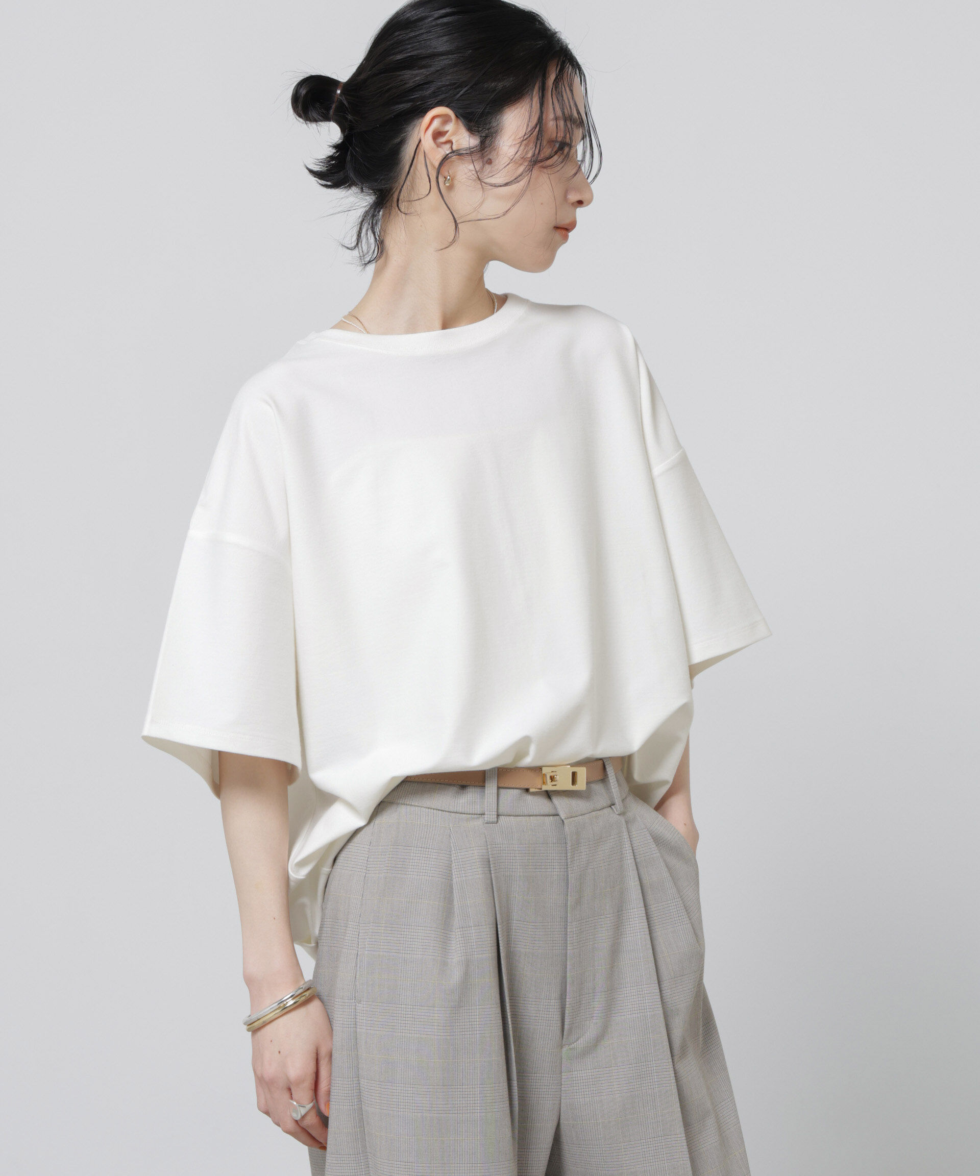 nano･universe「「Meaningful Continuity」coveross(R)ツイル調冷感プレーティング天竺Tシャツ」|Tシャツ・カットソー|