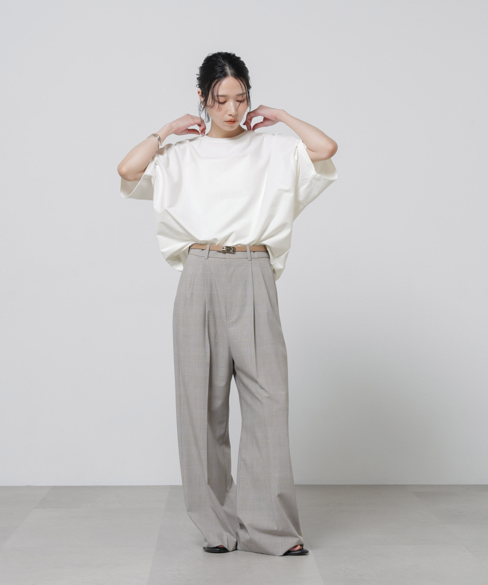 nano･universe「「Meaningful Continuity」coveross(R)ツイル調冷感プレーティング天竺Tシャツ」|Tシャツ・カットソー|