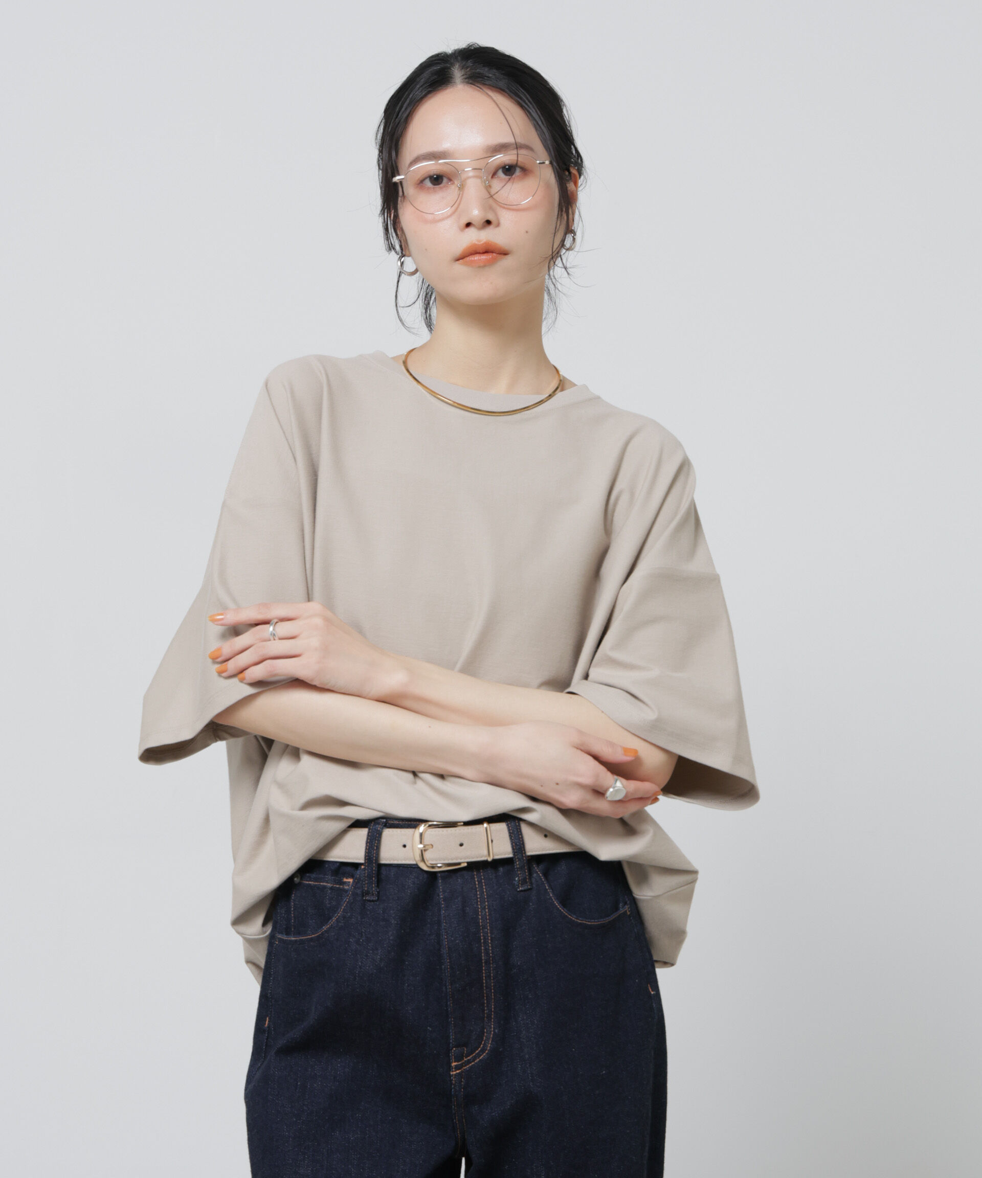 nano･universe「「Meaningful Continuity」coveross(R)ツイル調冷感プレーティング天竺Tシャツ」|Tシャツ・カットソー|