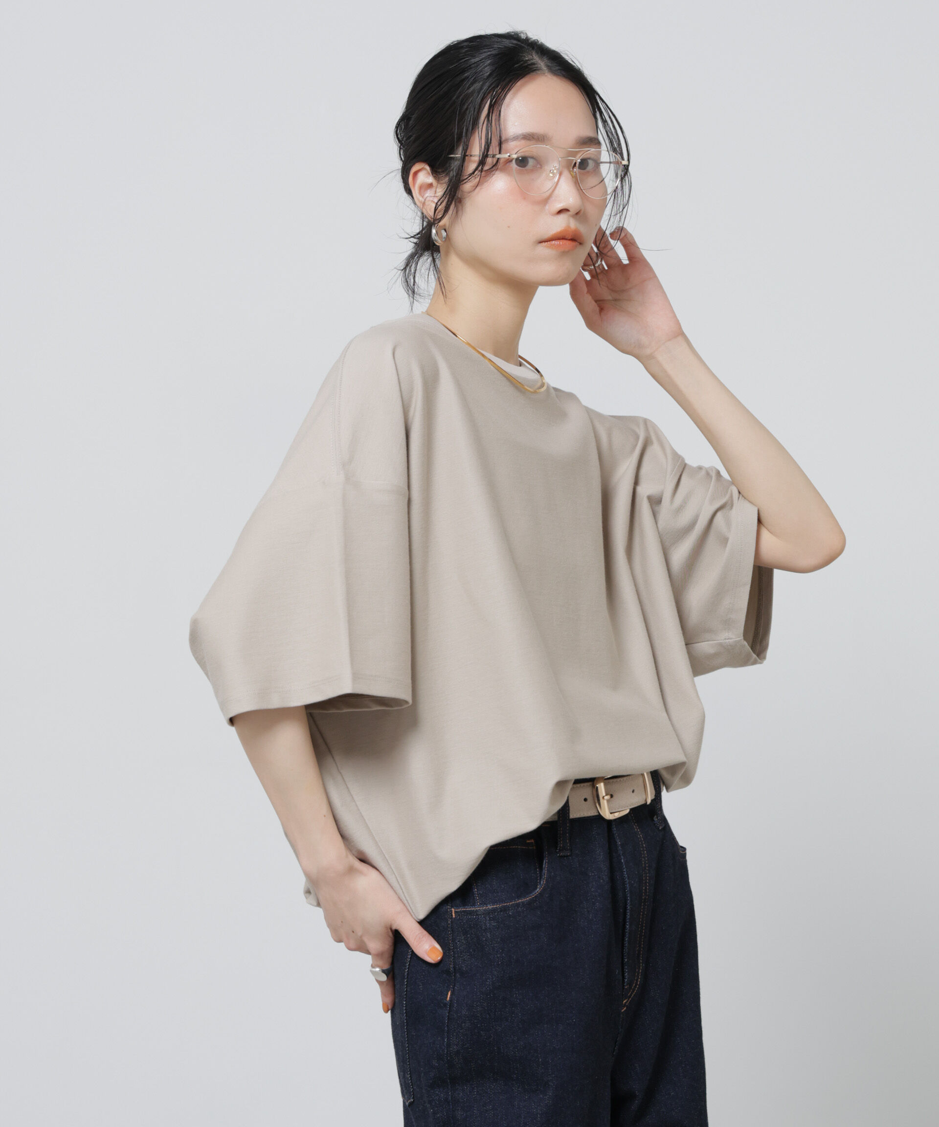 nano･universe「「Meaningful Continuity」coveross(R)ツイル調冷感プレーティング天竺Tシャツ」|Tシャツ・カットソー|