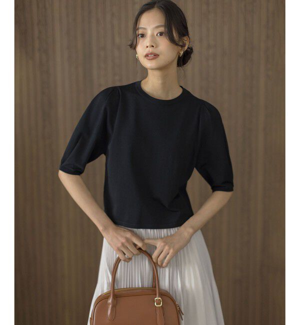 組曲「クルミボタン5分袖ニット」|ニット・セーター|ブラック系