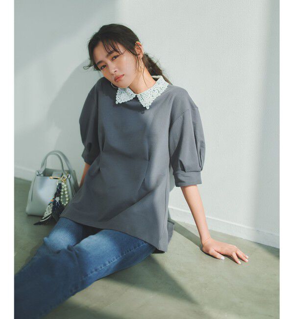 組曲「【2WAY】レース襟フレンチテリーフレア カットソー」|Tシャツ・カットソー|