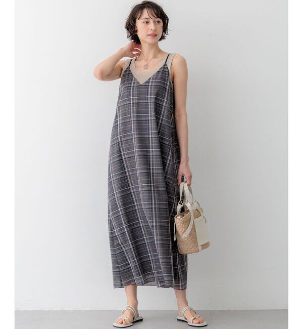23区「【見上愛さん着用】ハイツイストシアーチェック キャミソールワンピース」|ワンピース|