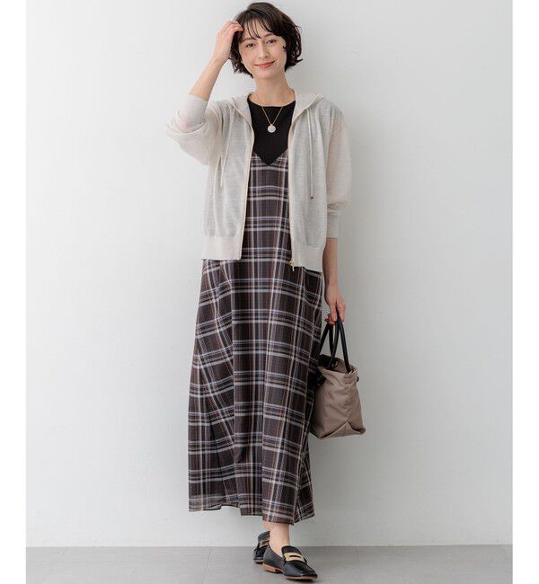 23区「【見上愛さん着用】ハイツイストシアーチェック キャミソールワンピース」|ワンピース|