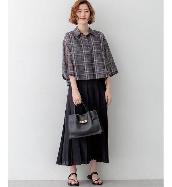 23区「【見上愛さん着用】ハイツイストシアーチェック クロップド シャツ」|シャツ・ブラウス|
