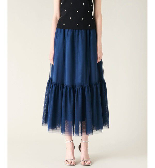 GRACE CONTINENTAL「ツイル2WAY スカート」|フレア|ブルー