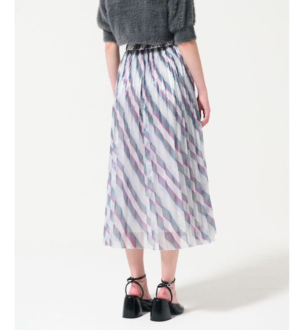 GRACE CONTINENTAL「ラメラインプリーツスカート」|フレア|