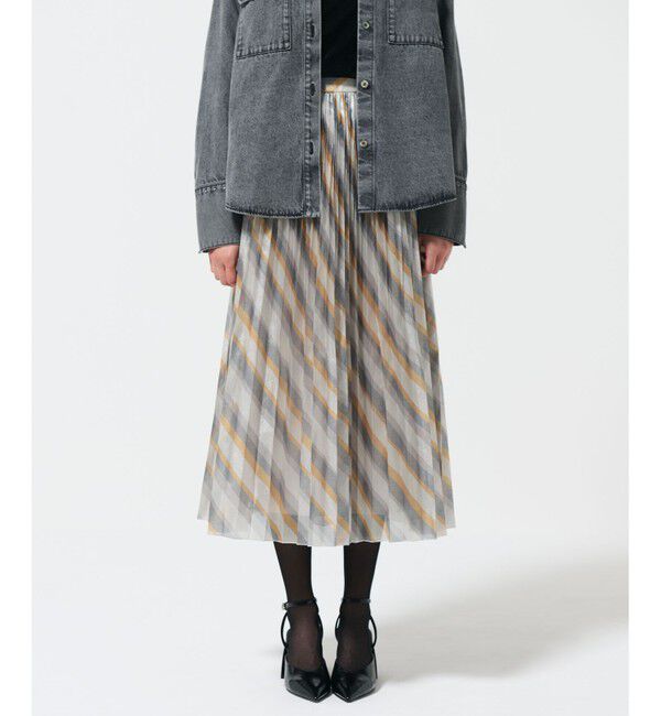 GRACE CONTINENTAL「ラメラインプリーツスカート」|フレア|