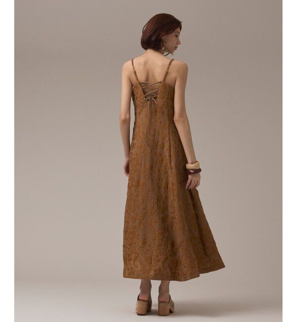 GRACE CONTINENTAL「リーフジャガードキャミワンピース」|ワンピース|キャメル