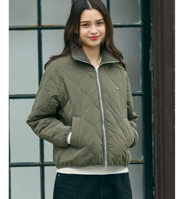 LACOSTE「THERMORE中綿 ひょうたんキルティング ハイネックジップブルゾン」|ブルゾン・スタジャン|オリーブ