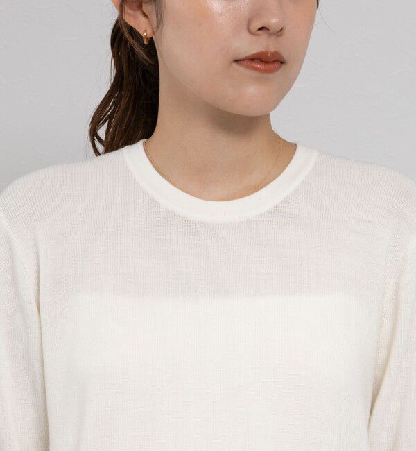 NOLLEY'S「《手洗い可能》ESPOIR 16G片畦5分袖プルオーバーニット」|ニット・セーター|