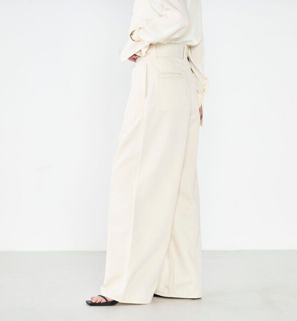 Rie Miller「【RM denim】リネン混ラップワイドパンツ」|その他|