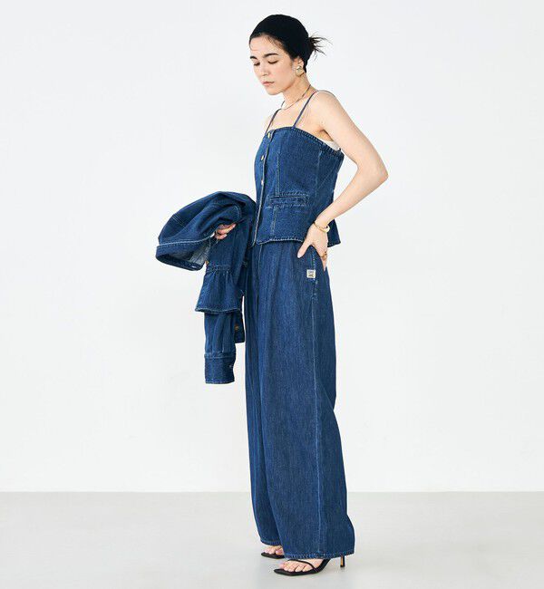 Rie Miller「【RM denim】リネン混ラップワイドパンツ」|その他|