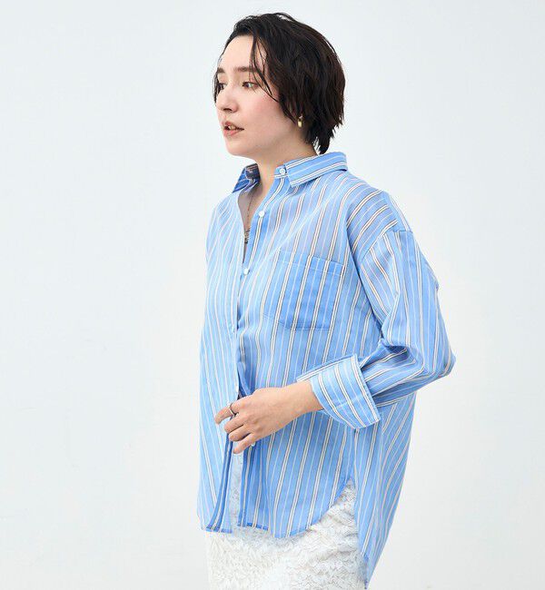 NOLLEY'S sophi「ウォッシャブルMARSALAシアーストライプ3WAYシャツ」|シャツ・ブラウス|