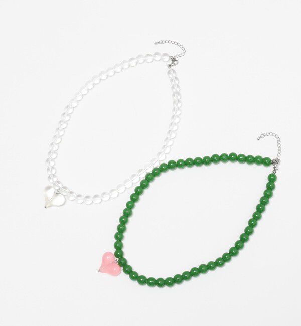 MAQWEL「【MAQWEL/マクウェル】ハートトップビーズネックレス」|ネックレス|クリア