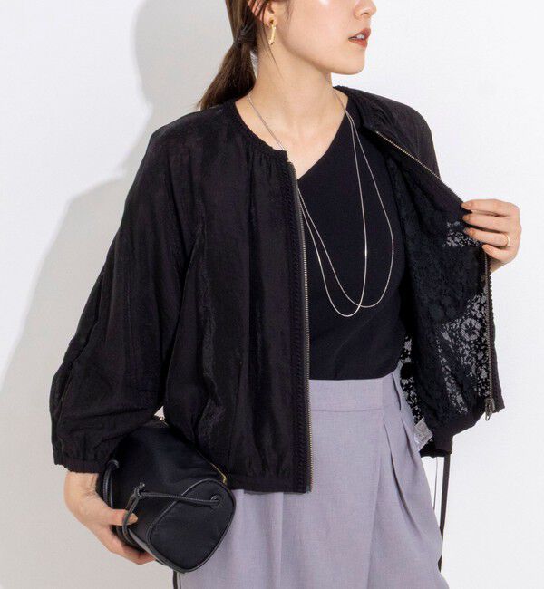 NOLLEY'S「【MARILYN MOON/マリリーンムーン】reversible sheer lace blouson」|ブルゾン・スタジャン|ブラック