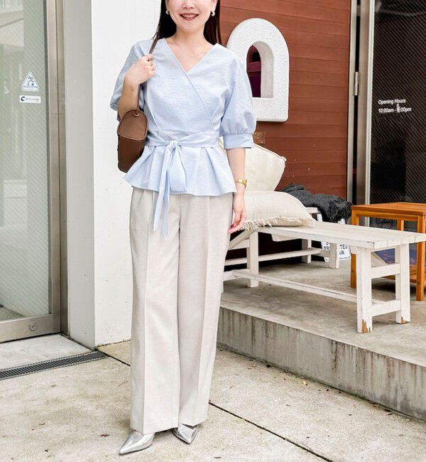 NOLLEY'S sophi「ウォッシャブルサッカーベルト付ペプラムブラウス」|シャツ・ブラウス|