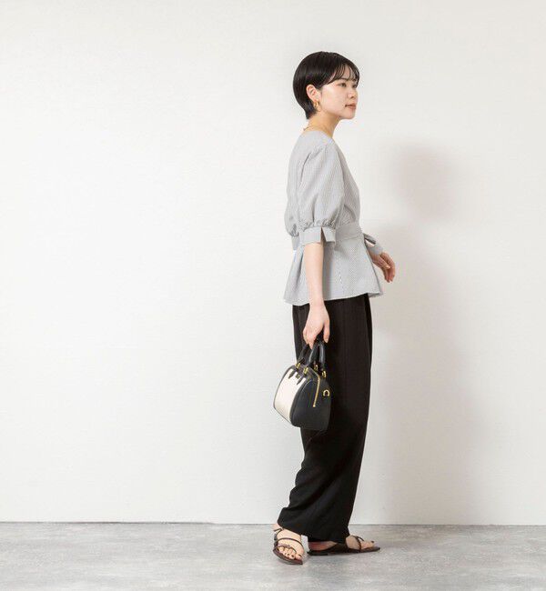NOLLEY'S sophi「ウォッシャブルサッカーベルト付ペプラムブラウス」|シャツ・ブラウス|