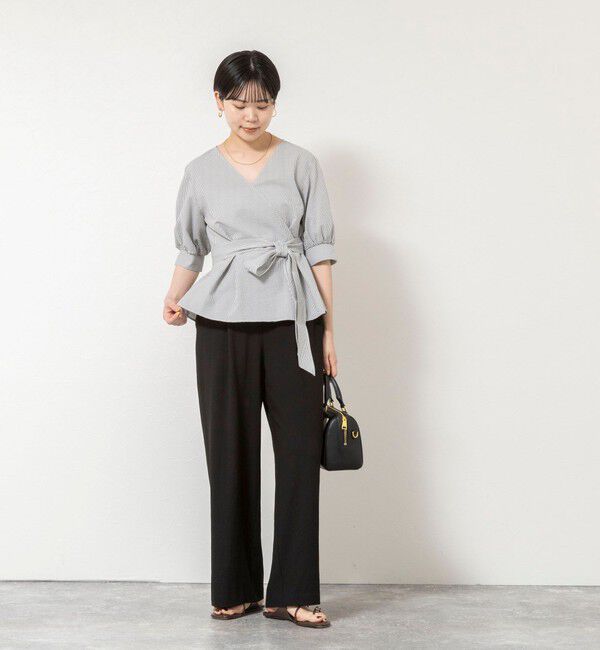 NOLLEY'S sophi「ウォッシャブルサッカーベルト付ペプラムブラウス」|シャツ・ブラウス|