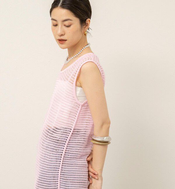 MAQWEL「【MAQWEL/マクウェル】ウォッシャブル透かし編みサマーニットノースリーブプルオーバー」|ニット・セーター|