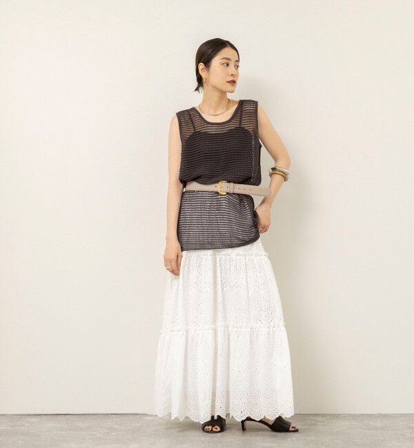 MAQWEL「【MAQWEL/マクウェル】ウォッシャブル透かし編みサマーニットノースリーブプルオーバー」|ニット・セーター|