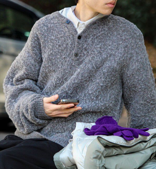 GLOSTER「【モヘアタッチ/ユニセックス対応】ヘンリーネックプルオーバーニット」|ニット・セーター|