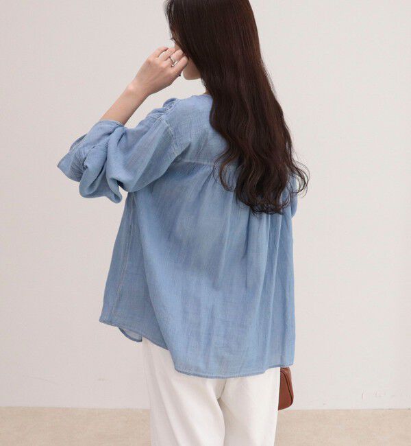 fredy emue「コットンボイルシアーデニムシャーリングブラウス」|シャツ・ブラウス|