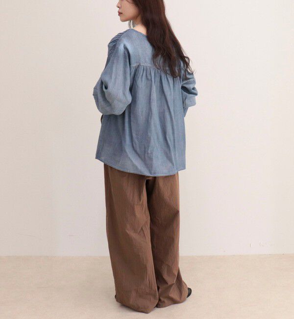 fredy emue「コットンボイルシアーデニムシャーリングブラウス」|シャツ・ブラウス|
