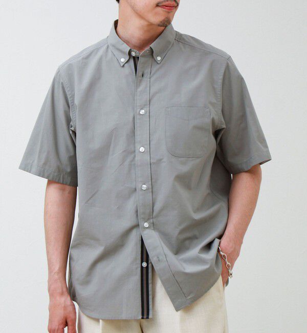 GLOSTER「オーバーフローサッカーニットテープS/Sシャツ」|シャツ・ブラウス|オリーブ