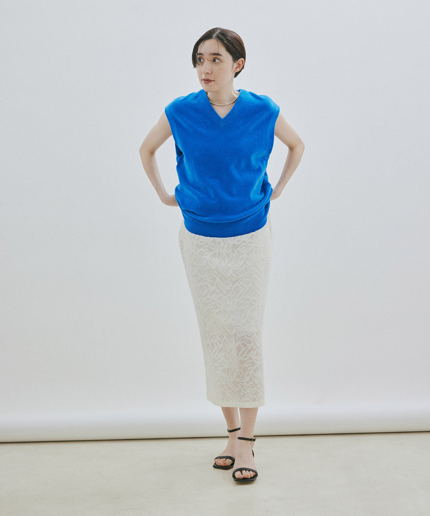 SALON adam et rope'「【セットアップ対応】シアージャガードレースタイトスカート」|スカート|