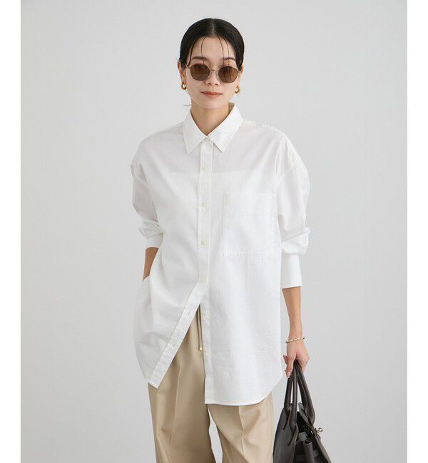 SALON adam et rope'「オーバーダイコットンサテンシャツ」|シャツ・ブラウス|ホワイト(10)