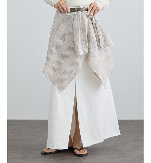 SALON adam et rope'「【WEB限定】リメイクライクデニムスカート」|スカート|オフホワイト(15)