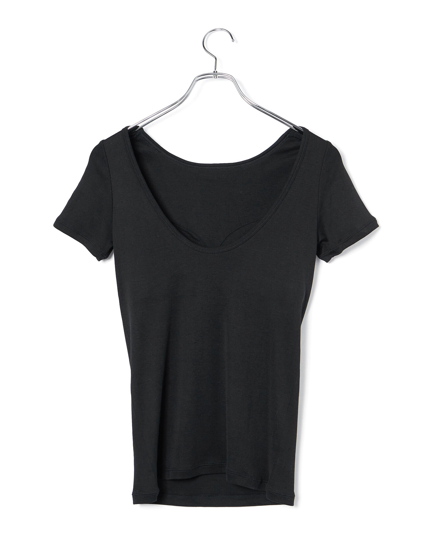 ROPE「コットンシルク丸胴フライスカップ付き半袖カットソー」|Tシャツ・カットソー|