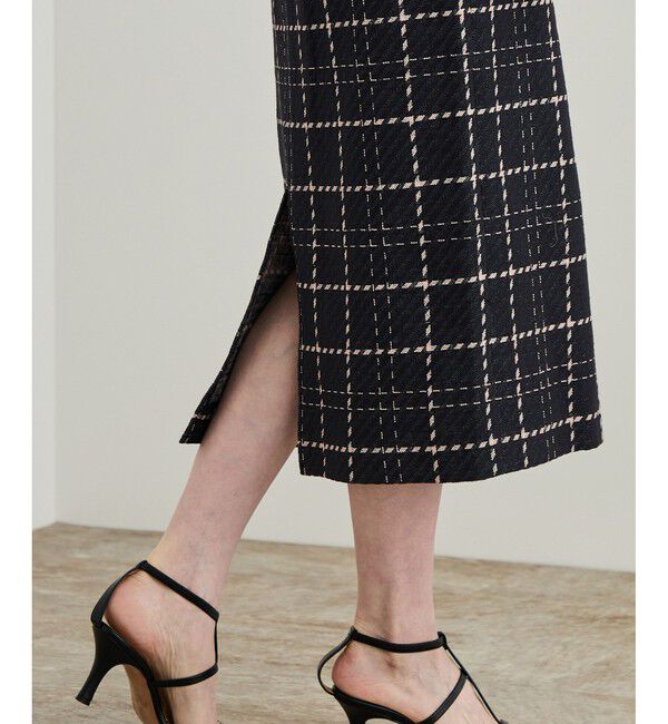 ROPE「【洗える】ツイードチェック ポケット付きタイトスカート」|スカート|