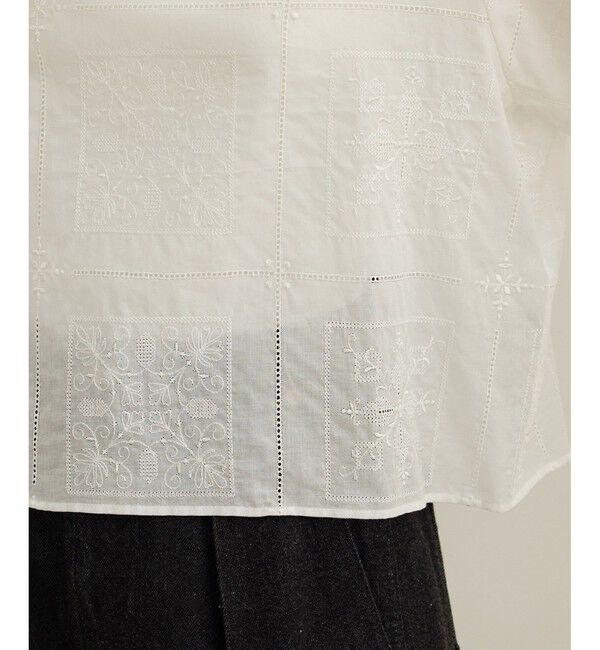 ROPE「コットンエンブロイダリーレース刺繍ブラウス」|シャツ・ブラウス|