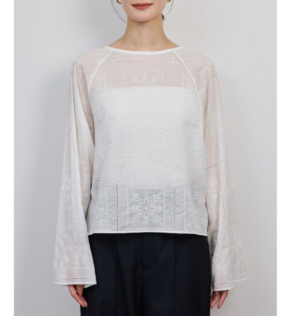 ROPE「コットンエンブロイダリーレース刺繍ブラウス」|シャツ・ブラウス|